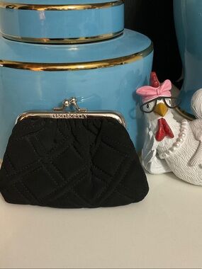 Vera Bradley Black Quilted Kiss-Lock Coin Purse Microfibe